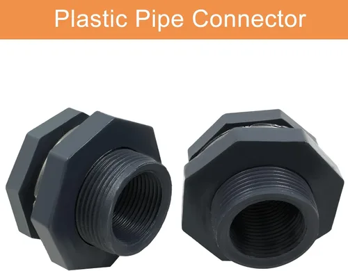 Vista 4 de 2 piezas Accesorio de Mamparo de PVC NPT1, Conector de Tanque de Agua de Plástico de 1 Pulgada Roscado Pasante, Accesorios de Tubería Pasante
