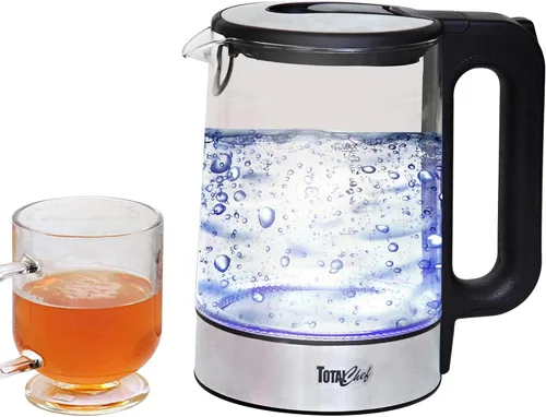 Vista 7 de Total Chef - Hervidor de té eléctrico, 1.8 cuartos de galón / 1.7 L, hervidor de agua caliente de vertido inalámbrico, luz LED, apagado automático