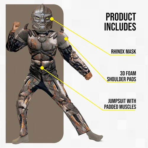 Vista 3 de Disguise Disfraz de Rhinox para niño de Transformers Rise of the Beasts
