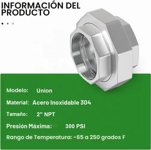 Vista 3 de TAISHER 1 pieza Unión de acero inoxidable 304, 2" NPT hembra, conexión de tubería fundida