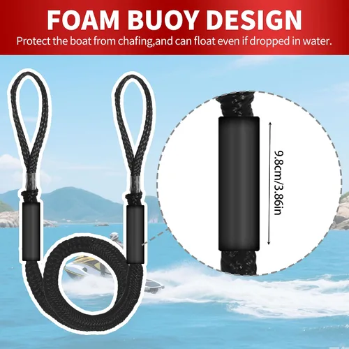Vista 5 de Cuerda elástica para muelle, cuerda elástica para barco con flotador de espuma para pontón, seadoo, WaveRunner, kayak, regalos de barco