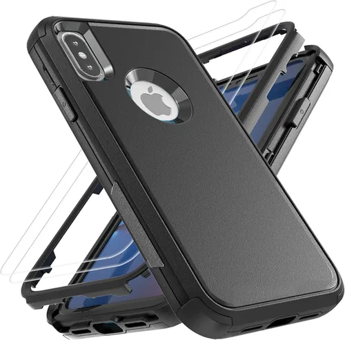 Vista 12 de YmhxcY Funda para iPhone X, iPhone Xs, a prueba de golpes, a prueba de caídas, a prueba de polvo, 3 capas, duradera, funda de teléfono de protección