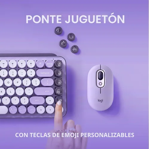Vista 3 de Logitech POP Keys - Teclado mecánico inalámbrico con teclas Emoji personalizables, diseño compacto duradero, conectividad Bluetooth o USB, Cosmos