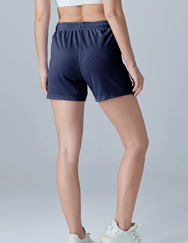 Vista 5 de Paquete de 5 pantalones cortos deportivos para mujer de malla para baloncesto, pantalones cortos sueltos con bolsillos con cremallera, entrepierna