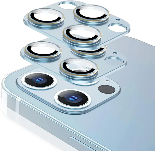 Vista 11 de Protector de lente de cámara compatible con iPhone 13 Pro / 13 Pro Max, protector de lente de cámara de vidrio templado de metal Plus, compatible