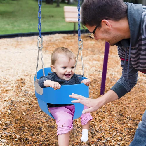 Vista 9 de RedSwing Asiento de Columpio de Cubo con Respaldo Alto para Niños Pequeños con Cadenas Recubiertas, Asiento de Columpio Resistente para Niños