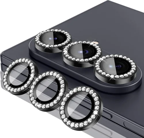 Vista 15 de Casetego Protector de lente de cámara para Galaxy Z Fold 8, [Diseño de purpurina mejorado], [Fuerte adherencia], lente de vidrio templado 9H negro