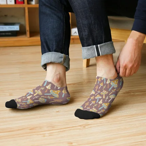 Vista 6 de devor Ankle Socks Men Liner Socks Men's Athletic Sock Trendy Mushrooms Funny Mushrooms Magic Mushrooms Plant Forest Sock