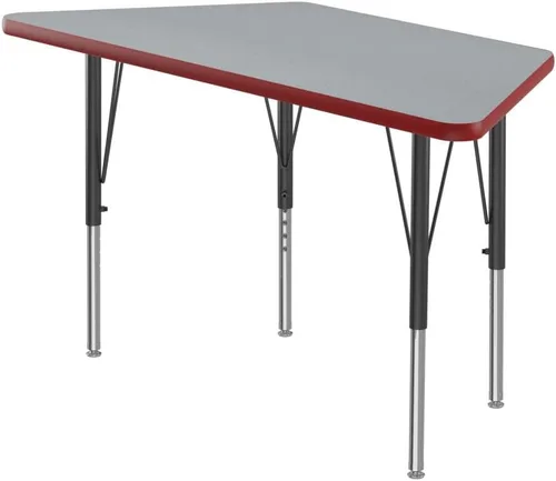 Vista 5 de Correll Mesa rectangular de actividades para el aula de 24 x 48 pulgadas, altura ajustable (19 a 29 pulgadas), parte superior de granito gris, borde