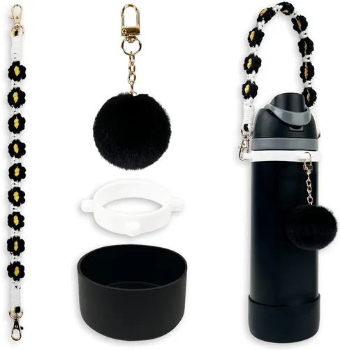 Vista 10 de Juego de fundas de silicona para botella de agua Owala de 24 oz, 32 oz, 40 oz - Incluye dije de dibujos animados y correa de mango de botella