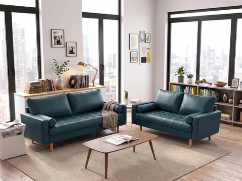 Vista 33 de Container Furniture - Sofá de piel sintética para la sala de estar moderna con cojines extraíbles y patas de madera maciza, sofá estilo lujoso