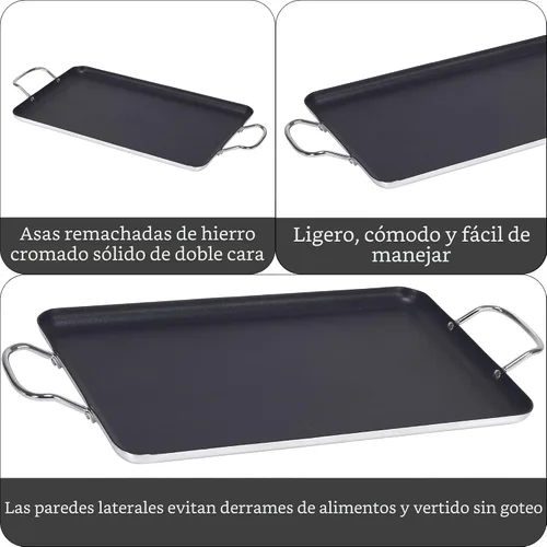 Vista 2 de Imusa Plancha de doble quemador antiadherente de 20 pulgadas, color negro