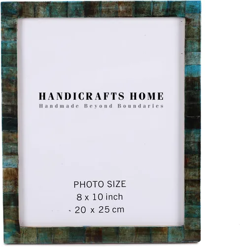 Vista 15 de Handicrafts Home Marcos de fotos índigo, con incrustaciones de hueso azul, marcos de fotos estilo mosaico (4 x 4 pulgadas, azul)