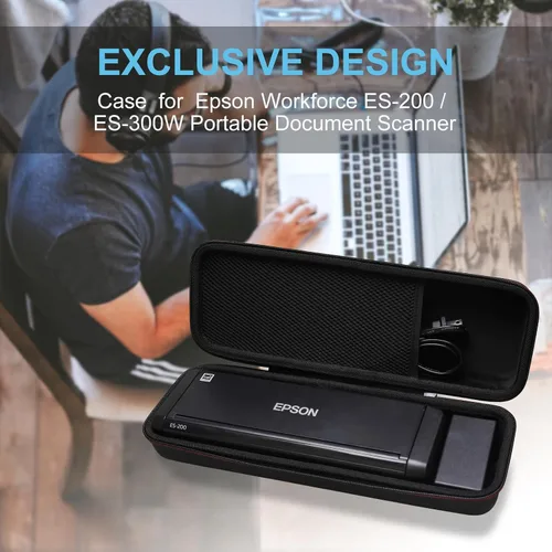 Vista 8 de Funda LTGEM para escáner de documentos Epson Workforce ES-200/ES-300W/ES-300WR Hard EVA Shell, Water-Resistant, Shock Protection