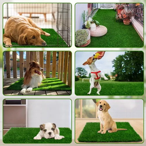 Vista 6 de Almohadilla de hierba para perros 33 x 33 pulgadas, hierba suave y realista de fuerte absorbencia para el entrenamiento de mascotas, fácil