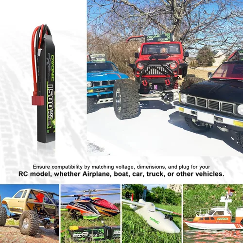 Vista 5 de OVONIC Lipo Batería 7.4v 1500mAh 2S 50C Lipo Batería con T Plug (2 unidades)