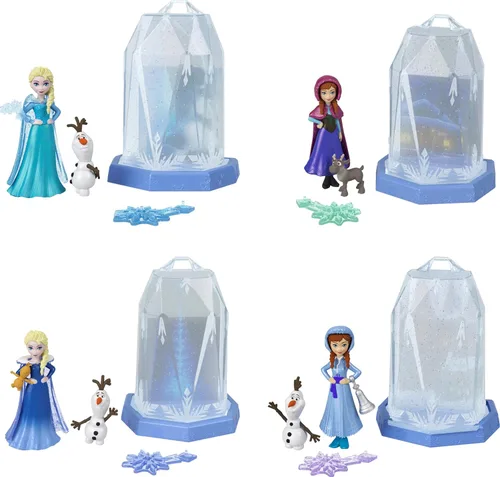 Vista 5 de Juguetes Mattel Disney Frozen, Muñeca Pequeña Revelación de Hielo con Gel de Hielo Suave y 6 Sorpresas Incluyendo Amigo del Personaje y Piezas