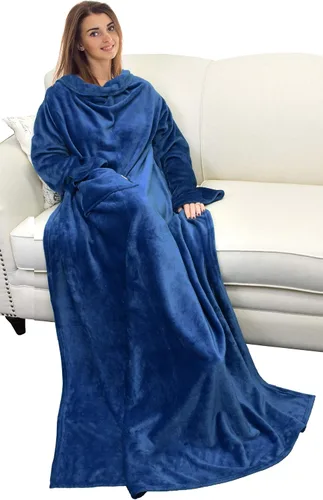 Vista 21 de Catalonia Manta con mangas para mujeres y hombres, manta de forro polar Perro gris
