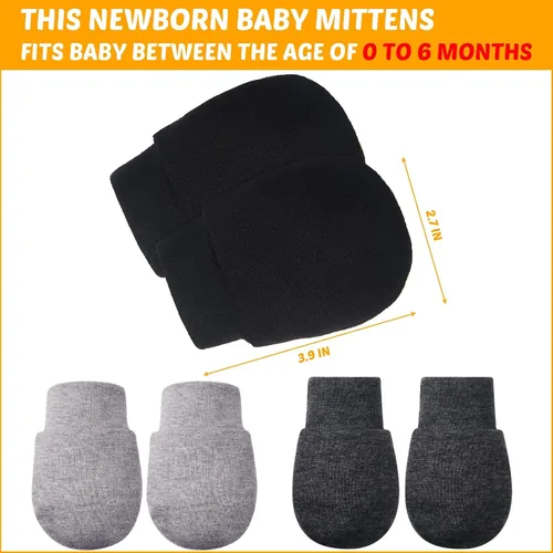 Vista 3 de 9 pares de guantes de algodón unisex para bebés recién nacidos y niños pequeños de 0 a 6 meses
