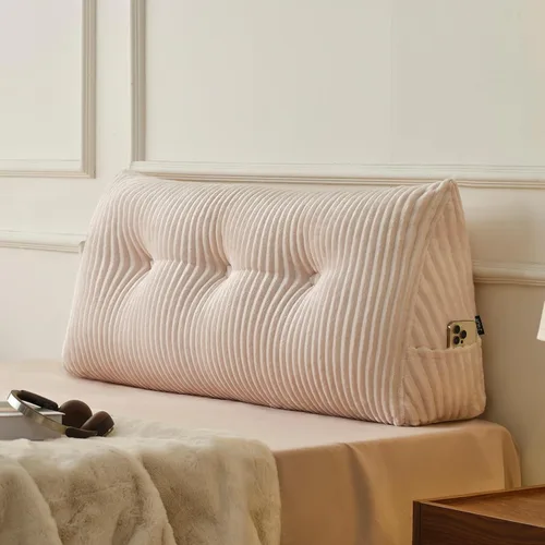 Vista 15 de Z-hom - Almohada grande para cabecero con un solo rollo, almohada de cuña para sentarse en la cama, cojín triangular de apoyo de respaldo para leer