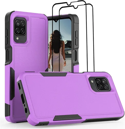 Vista 55 de Jeylly Funda compatible con Samsung Galaxy A12, Samsung Galaxy A12 con protector de pantalla de vidrio templado, protección contra caídas de grado