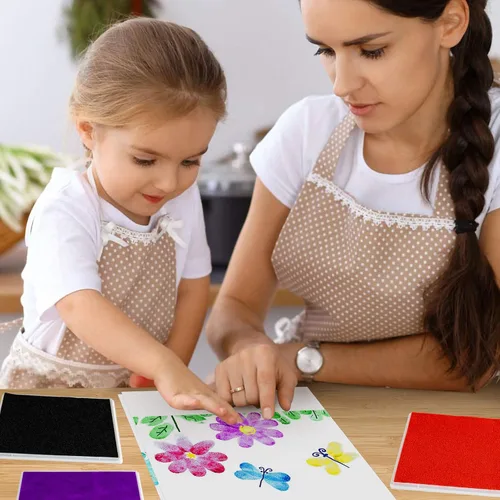 Vista 7 de Almohadilla de tinta, almohadilla de tinta lavable de 5 x 4 pulgadas para niños, color negro