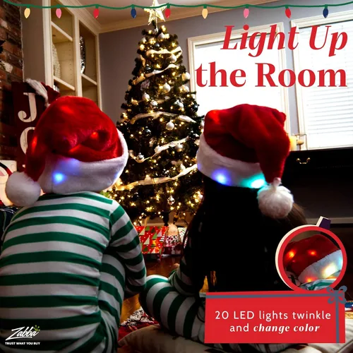 Vista 3 de Winks Novelty - Divertido sombrero de Papá Noel con 20 luces LED que cambian de color, de felpa suave, para adultos y niños, Novedad