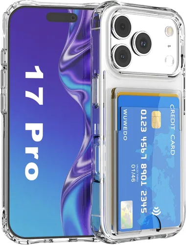 Vista 8 de 【Actualización】 Funda tipo cartera transparente para iPhone 13, antiamarilleo, delgada, parachoques de TPU + funda trasera de policarbonato con 2