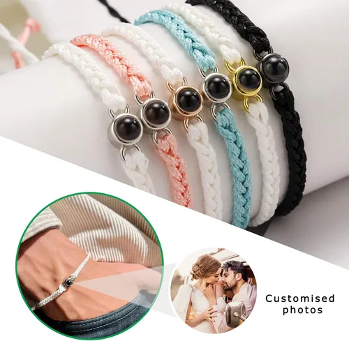 Vista 6 de YATEDIY Pulseras personalizadas con imágenes, pulseras de proyección personalizadas con fotos, regalo de joyería de cuerda personalizada para él, su