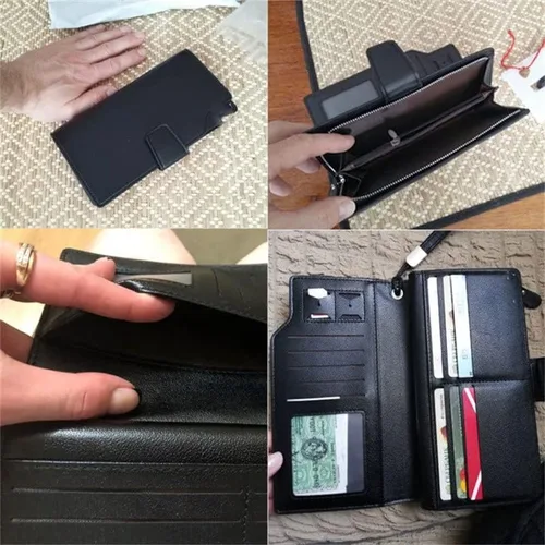 Vista 6 de Billetera para hombre cartera larga para hombre cartera de piel sintética con cremallera cartera para hombre monedero color A tamaño talla única