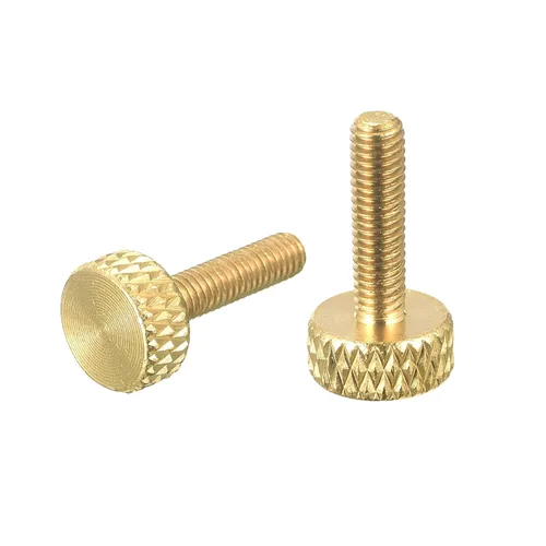 Vista 11 de uxcell 2 tornillos moleteados de latón para pulgar, M3x8mm de agarre plano, perno de sujeción para electrónicos, mecánicos