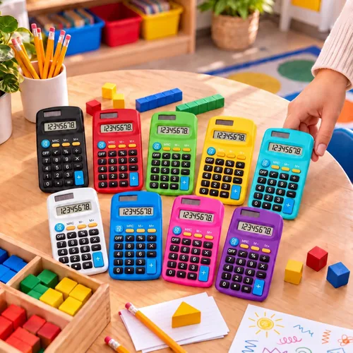 Vista 5 de Calculadoras solares a granel de 9 piezas - Mini calculadora de bolsillo