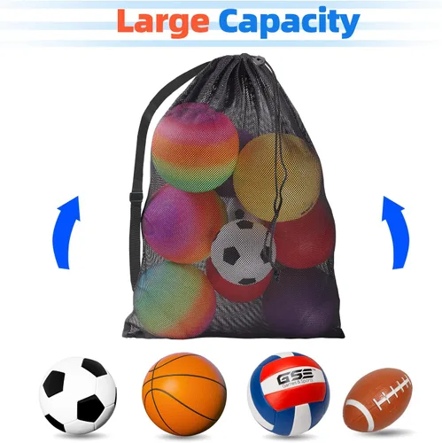 Vista 5 de GSE Games & Sports Expert 24x36/30x40 X-Large Mesh Sports Equipment Drawstring Bag for Soccers, Basketballs, Footballs