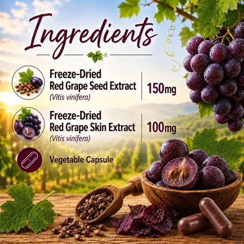 Vista 3 de Seagate Productos Extracto de semilla de uva Suplementos 250mg, 90 cápsulas vegetales
