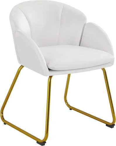 Vista 12 de Yaheetech - Silla de terciopelo moderna con forma de flor, silla de tocador para maquillaje con patas de metal dorado para sala de estar/habitación
