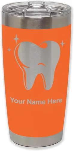 Vista 27 de LaserGram Vaso aislado al vacío de 20 onzas, con diente, grabado personalizado incluido (negro)