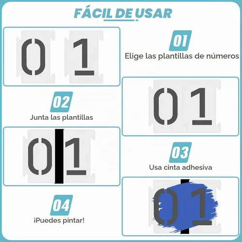 Vista 3 de 44 plantillas de bordillo de números de 4 pulgadas con guantes y kit de cinta, 4 pulgadas de altura
