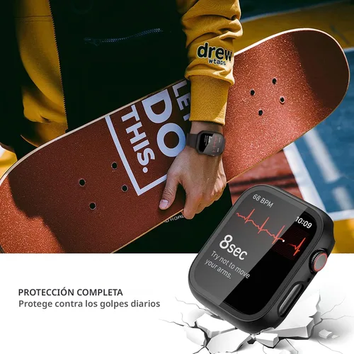 Vista 4 de JZK - 2 fundas con protector de pantalla de vidrio templado para Apple Watch Series 3/2/1 de 38 mm, ultradelgadas, de cobertura completa Negro/Negro