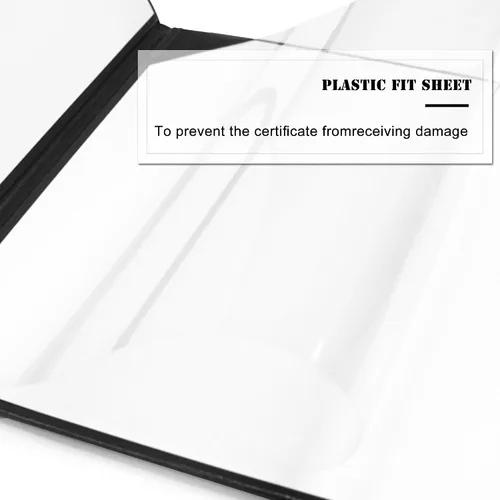 Vista 4 de Funda para diploma 8.5x11 de cuero sintético acolchada para certificados, color negro Cubierta de certificado de premio de grado de diploma