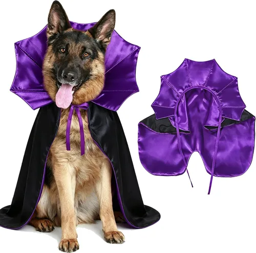 Vista 9 de GOYOSWA Disfraz de Halloween para perro, disfraz de vampiro, capa de vampiro, capa de vampiro, disfraz de Halloween para perros pequeños, medianos