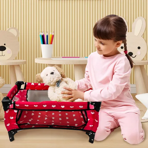 Vista 2 de Doll Fold n' Store Pack N' Play - Patio de juego para muñecas con diseño de corazones bonitos