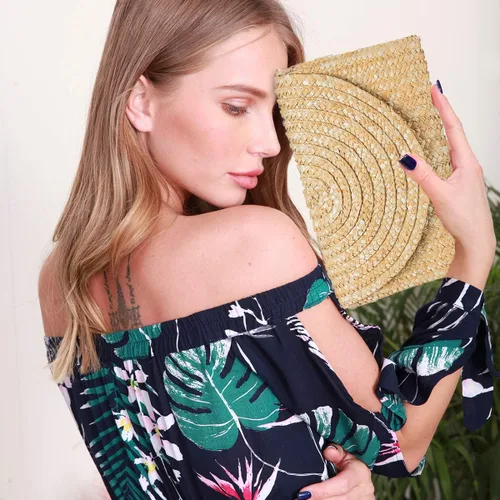 Vista 2 de JOSEKO - Bolso de mano de paja para mujer, bolso de mano de playa para verano