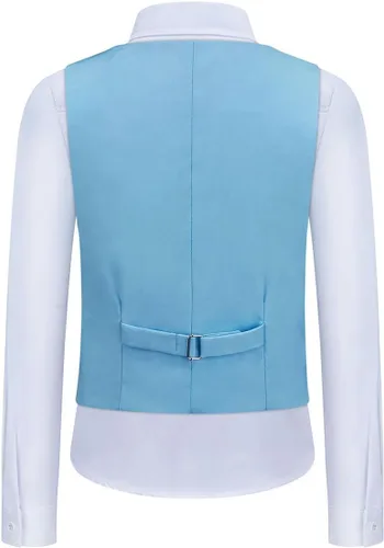 Vista 3 de Trajes de 3 piezas formales para niños, trajes de esmoquin para niños, ajustado, casual, traje de portador de anillos con chaqueta, pantalones