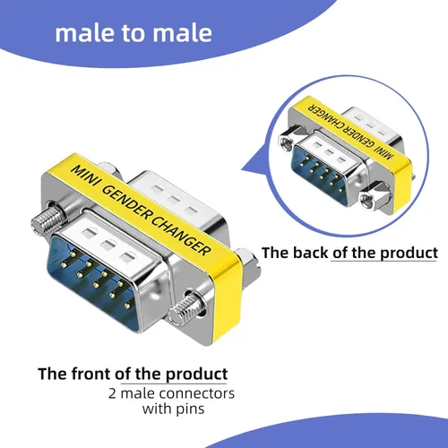 Vista 6 de Adaptador de módem nulo de conector db9, adaptador VGA serie de 9 pines RS232 db9 cambiador de género, para transferencia de datos de computadora