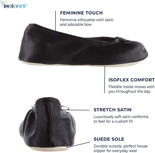 Vista 6 de isotoner - Zapatos satinados para bailarinas, con moño, suela de gamuza, blanco
