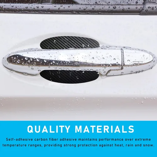 Vista 3 de Ziciner 4 calcomanías para manija de puerta de automóvil, textura de fibra de carbono, películas protectoras para manija de puerta automática