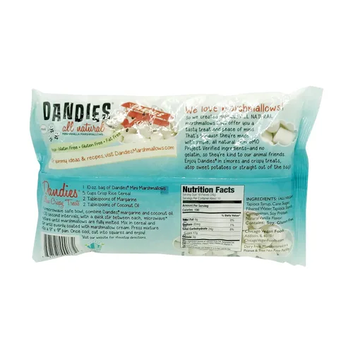 Vista 3 de Dandies Mini malvaviscos veganos, sin sabores artificiales, colorantes alimenticios, jarabe de maíz o gelatina, perfecto para asar, s'mores