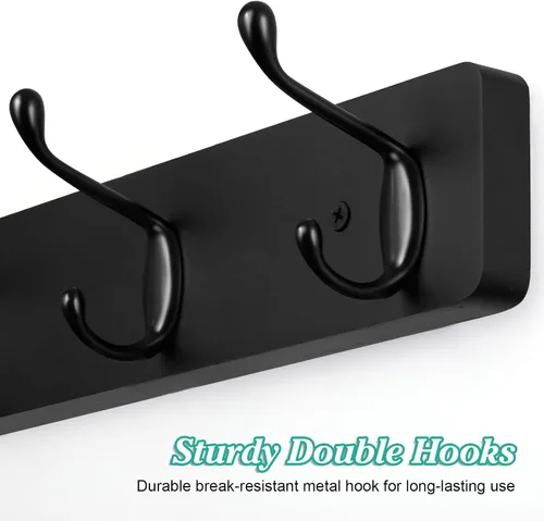Vista 3 de OUTNILI Ganchos de pared resistentes para colgar abrigos, colgador de pared negro para chaquetas, sombreros, toallas, bolsos, correas de perro