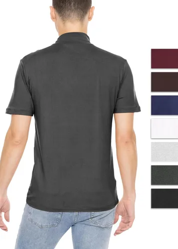Vista 3 de Camisa de manga corta Oh So Soft Luxe con cuello alto falso para hombre