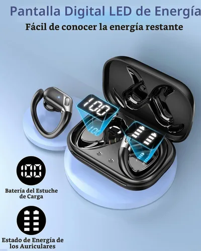Vista 2 de Auriculares inalámbricos Bluetooth IP7 con estéreo HIFI para deporte Auriculares inalámbricos Eerphones Bluetooth 5.4 inalámbricos con ganchos